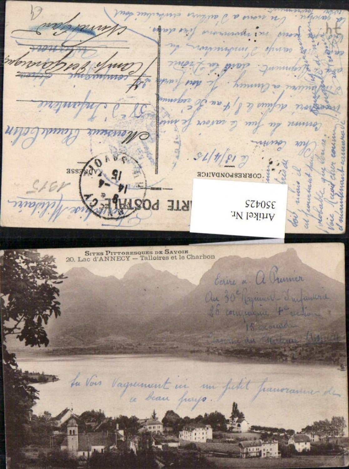 350425,Rhone-Alpes Isere Haute-Savoie Lac d'Annecy Talloires et le Charbon See Bergkulisse