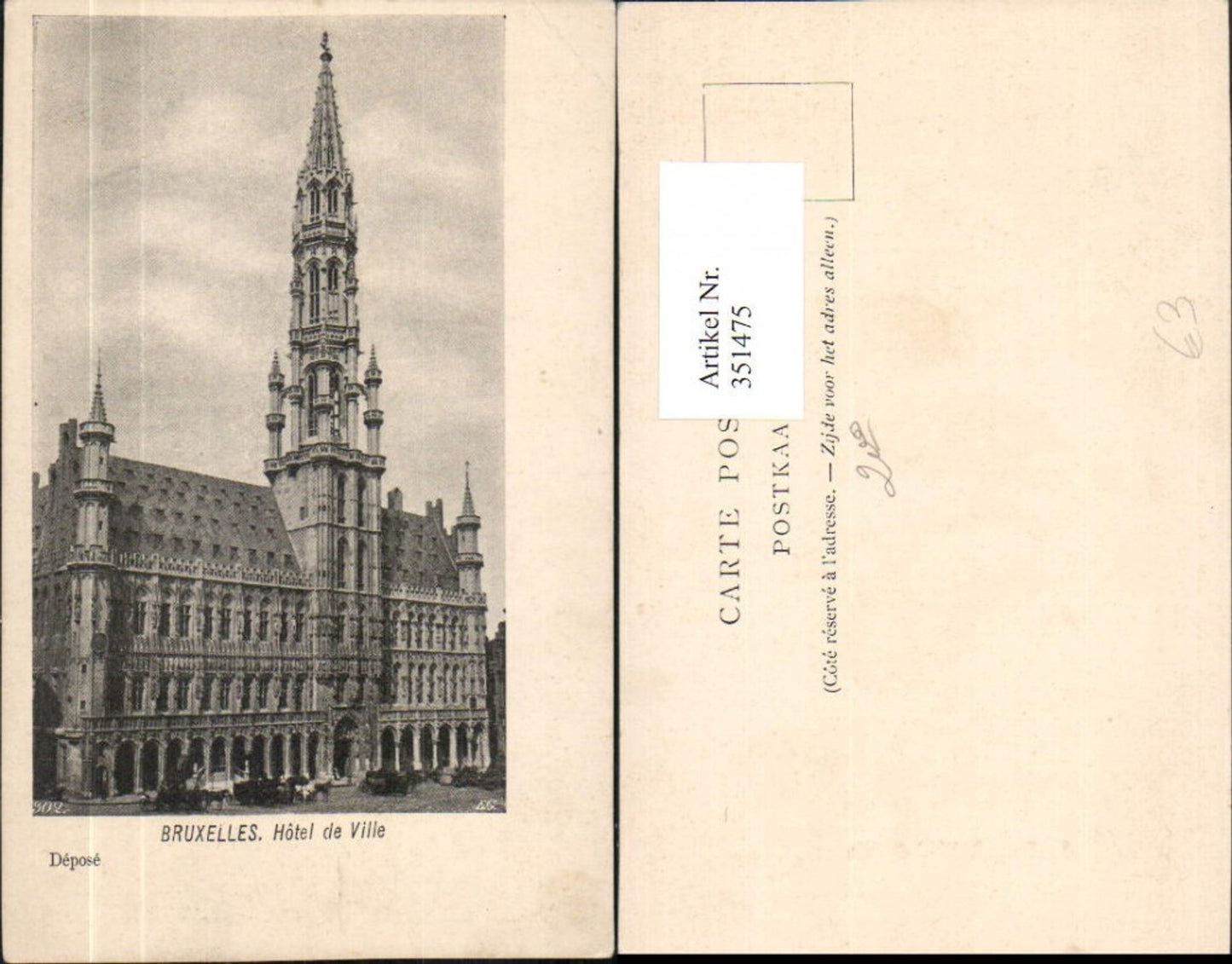 351475,Bruxelles Brüssel Hotel de Ville Rathaus