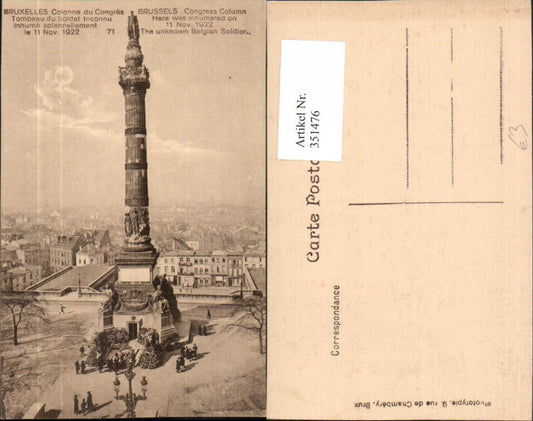 351476,Bruxelles Brussels Colonne du Congres Tombeau de Soldier Inconnu Column