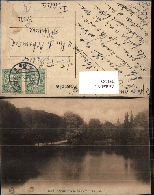 351485,Anvers Antwerp Vue du Parc Le Lac pond