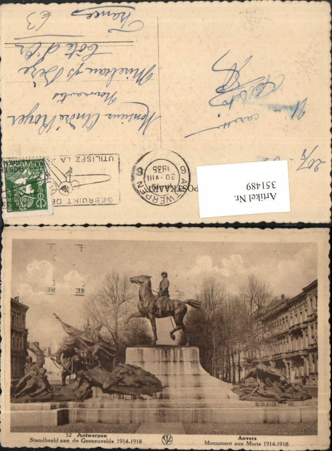 351489,Anvers Antwerpen Monument aux Morts Kriegerdenkmal