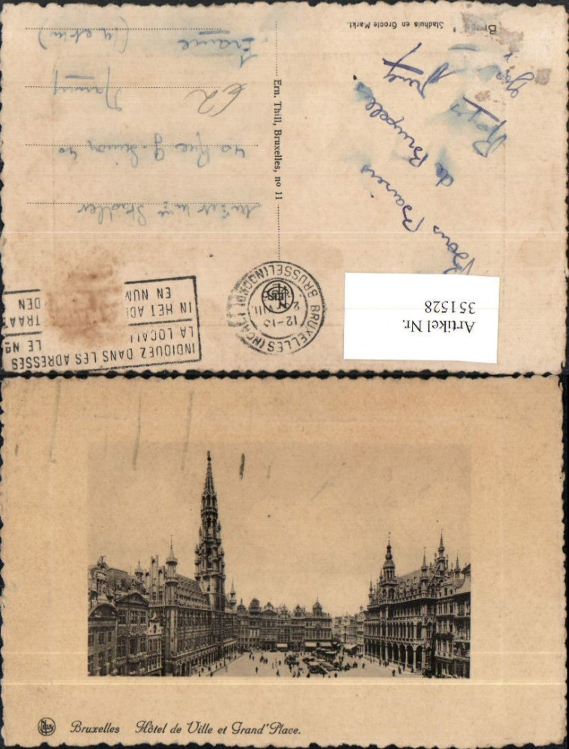 351528,Bruxelles Brüssel Hotel de Ville et Grand Place Rathaus Präge Passepartout