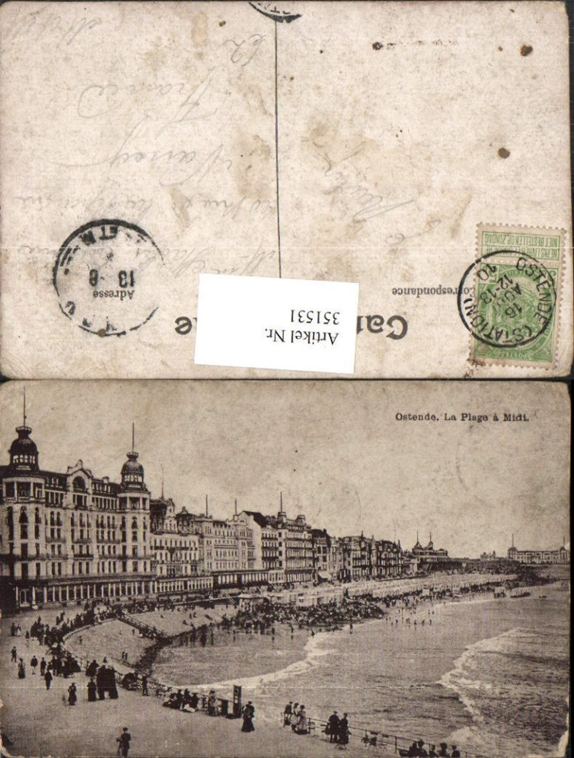 351531,Ostende La Plage a Midi Teilansicht Strand