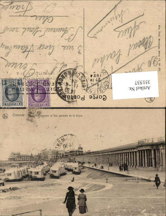 351537, Ostend Gallery-Promenoir and View of the Digue Columns Beach