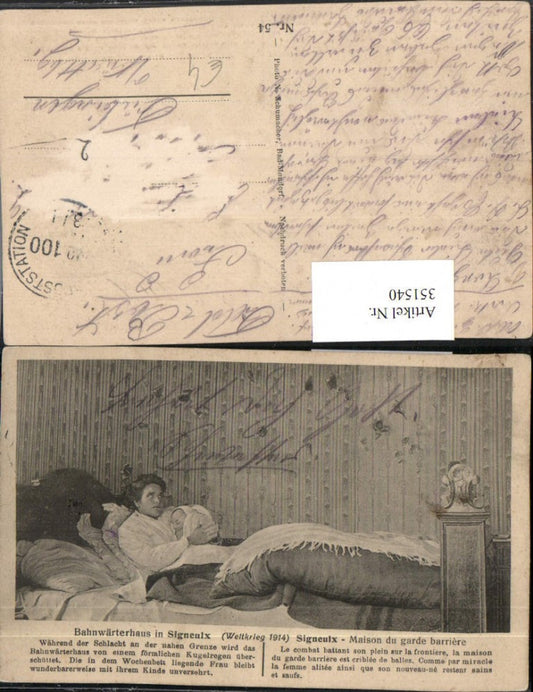 351540,Signeulx Maison du garde barrier signalman's house woman with baby bed