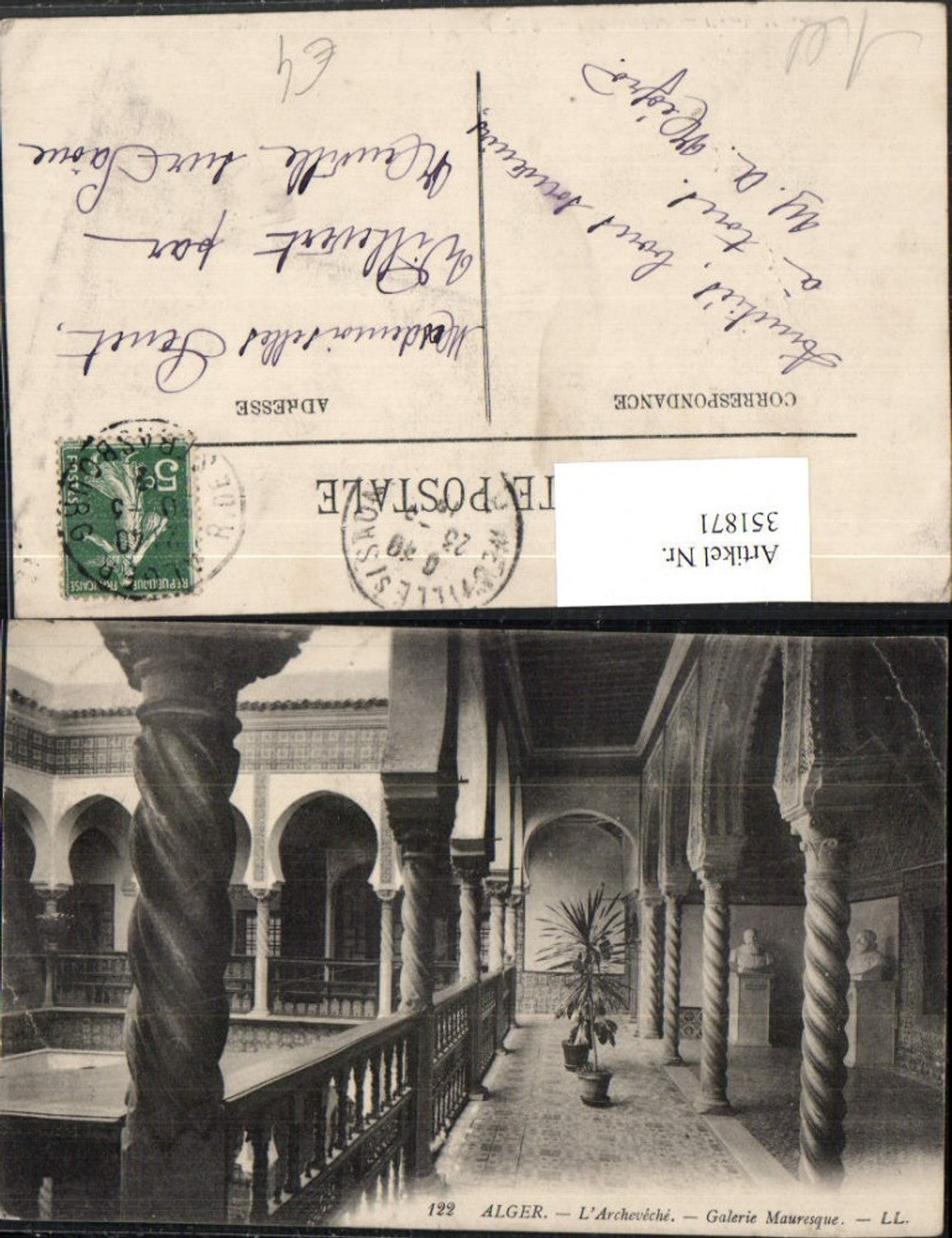 351871,Alger L'Archeveche Galerie Mauresque Gang Arkaden