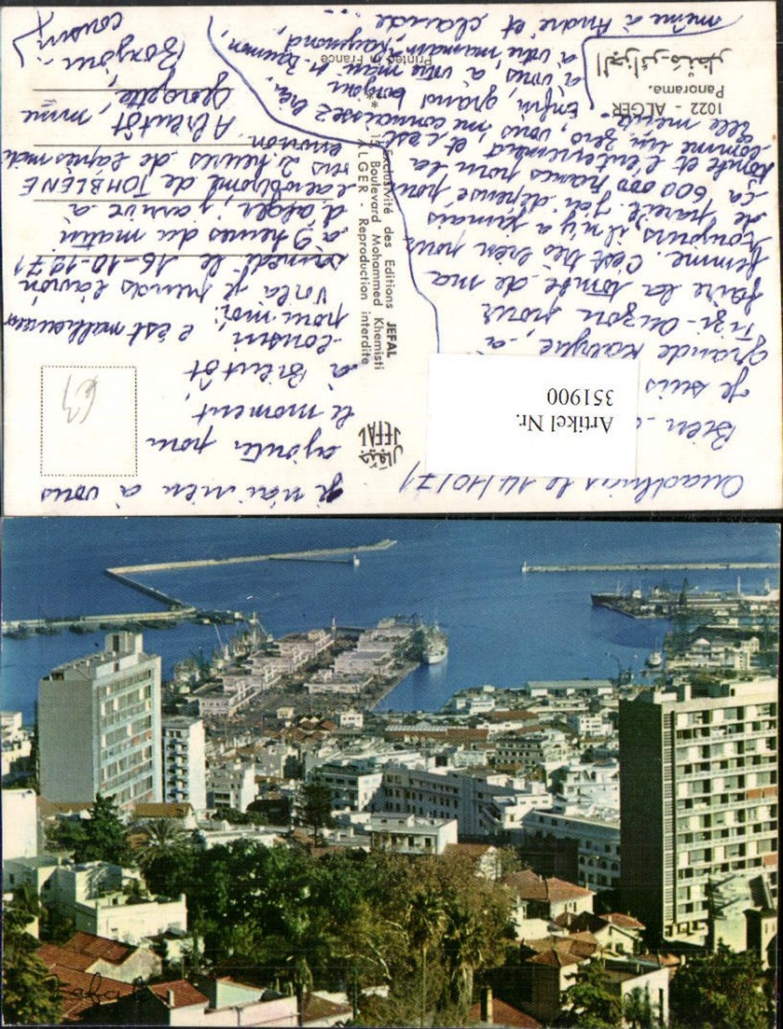 351900,Alger Panorama Teilansicht Hafen