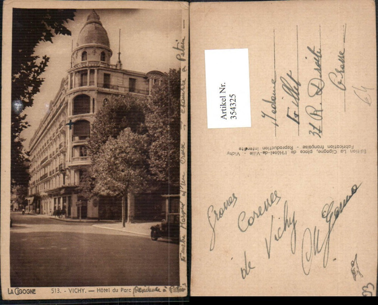 354325,Auvergne Allier Vichy Hotel du Parc Straßenansicht