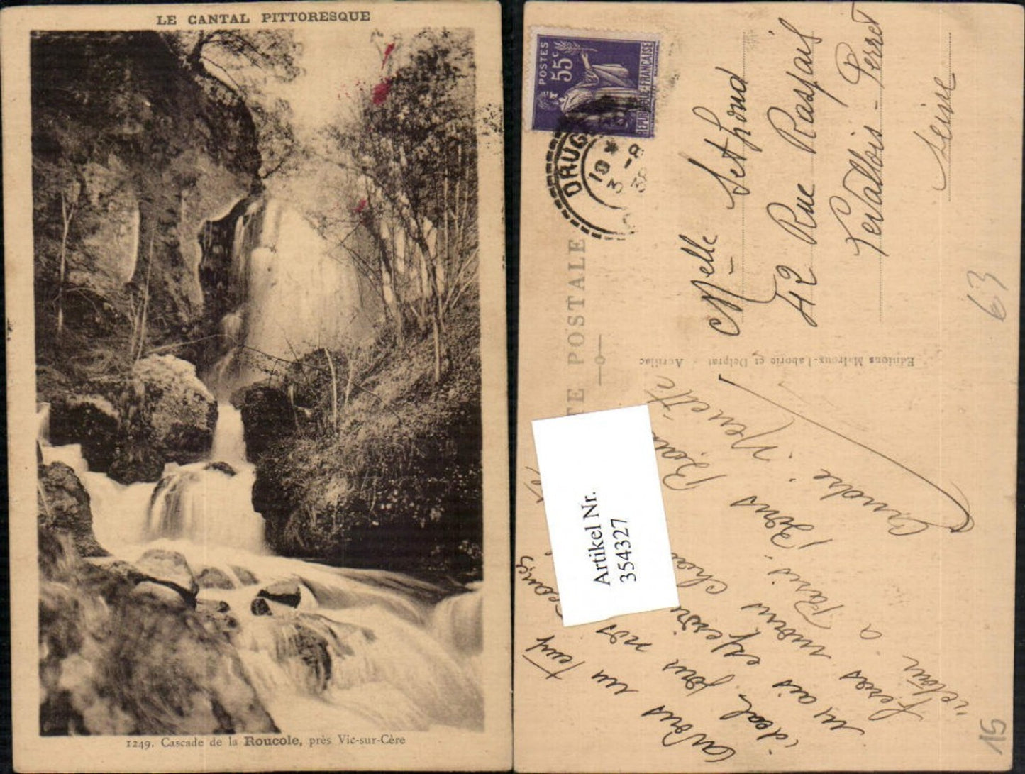 354327,Auvergne Cantal Cascade de la Roucole pres Vic-sur-Cere Wasserfall