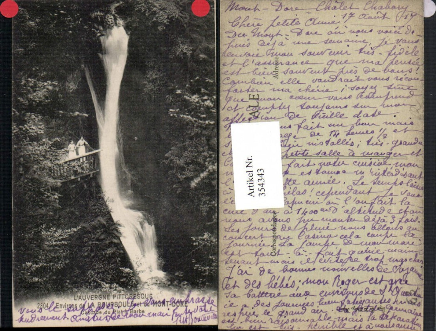 354343,Auvergne Puy-de-Dome La Bourboule et du Mont-Dore Cascade du Plat a Barbe Wasserfall
