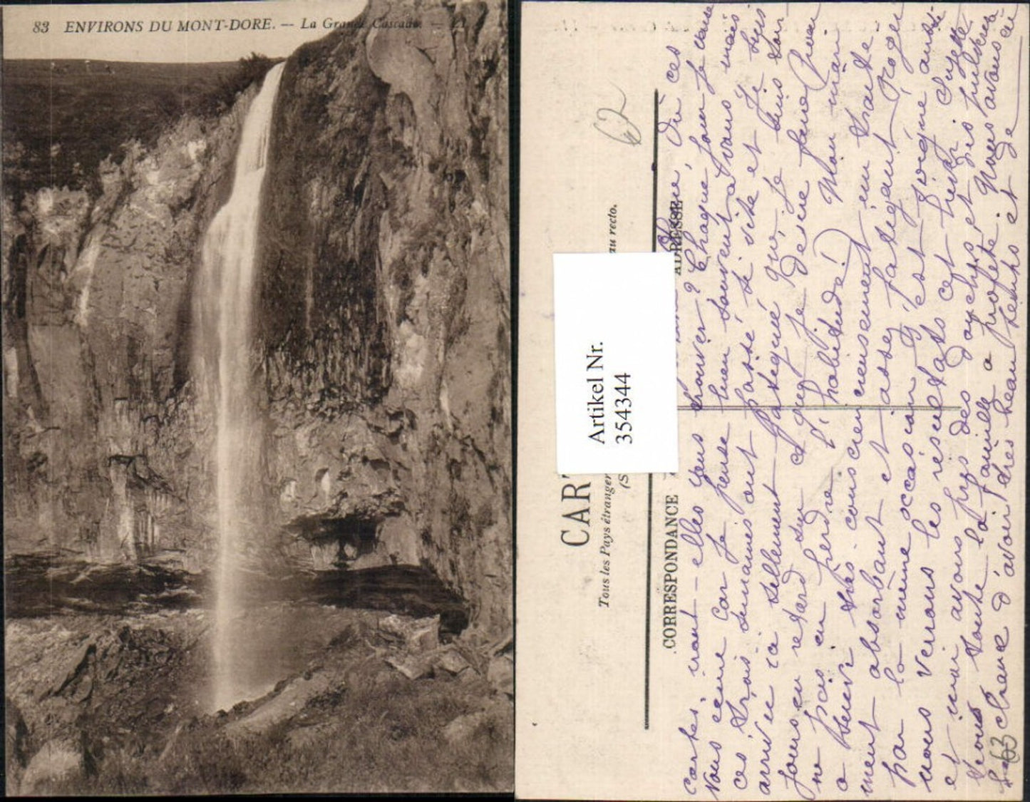 354344,Auvergne Puy-de-Dome Mont-Dore La Grande Cascade Wasserfall