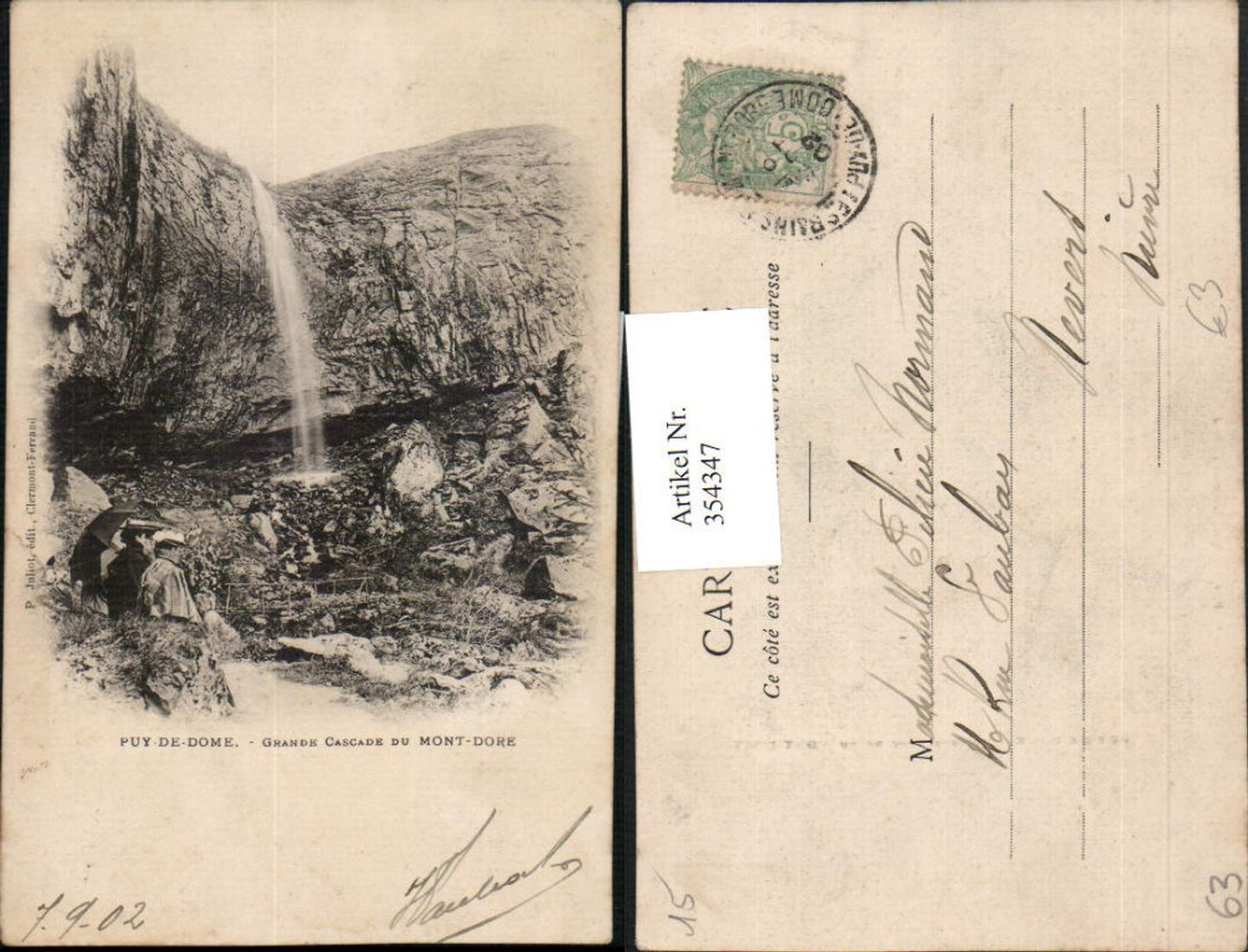 354347,Auvergne Puy-de-Dome Grande Cascade du Mont-Dore Wasserfall