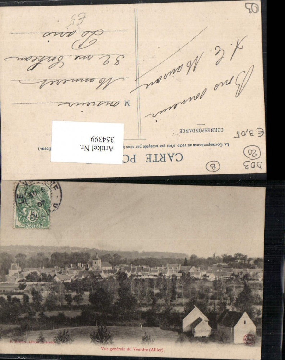 354399,Auvergne Allier Vue generale du Veurdre Totale
