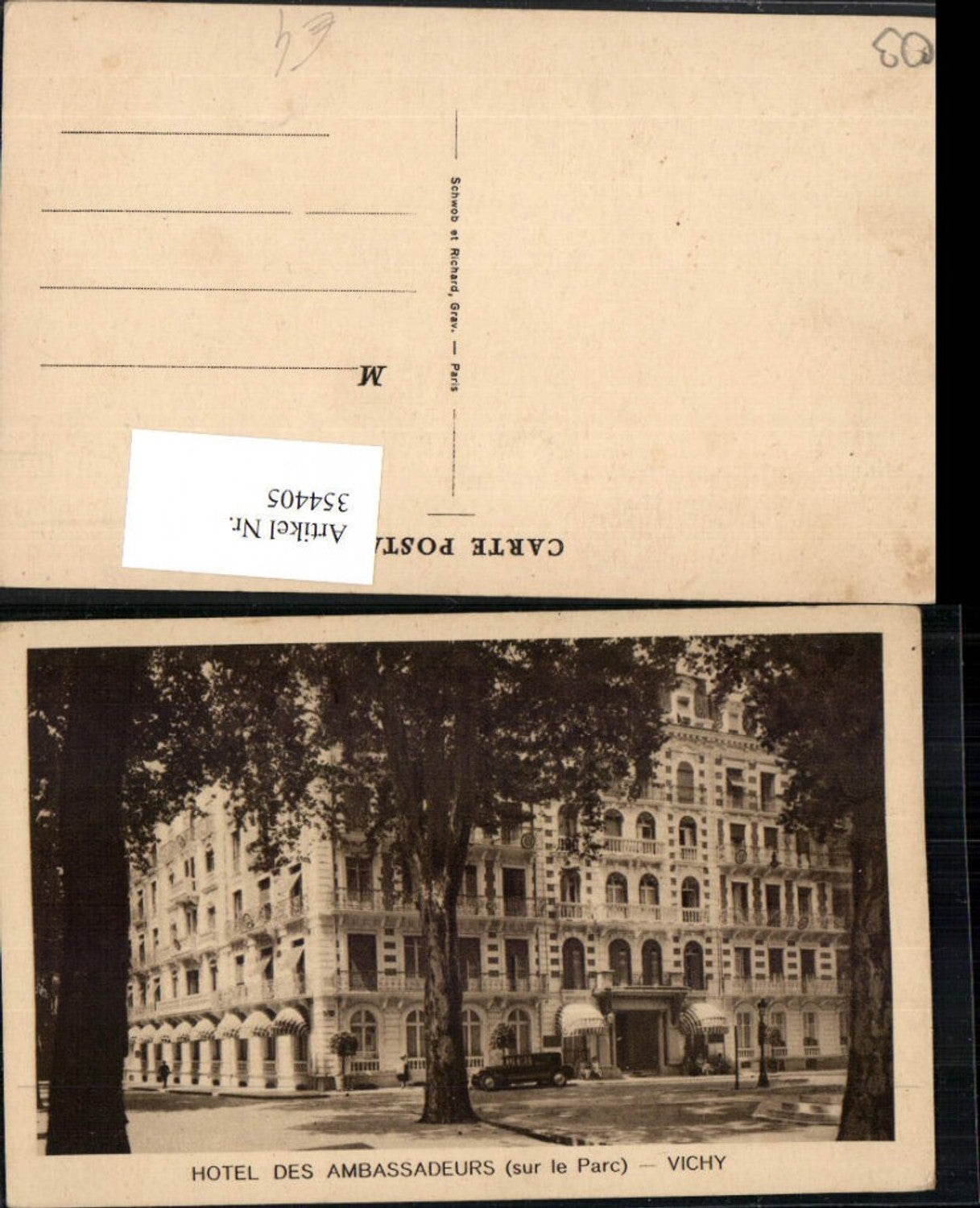 354405,Auvergne Allier Vichy Hotel des Ambassadeurs sur le Parc
