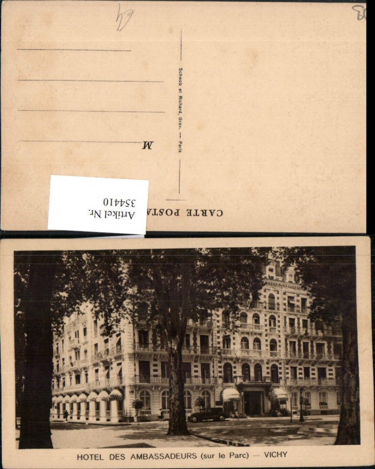 354410,Auvergne Allier Vichy Hotel des Ambassadeurs sur le Parc