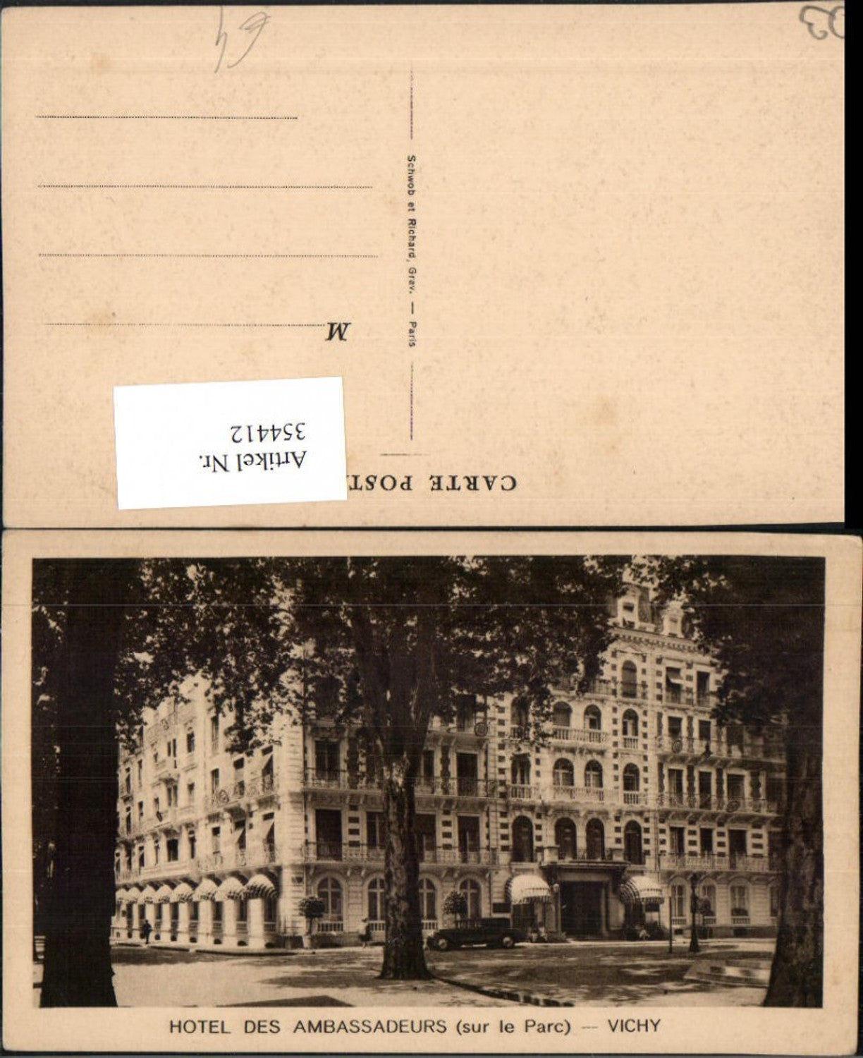 354412,Auvergne Allier Vichy Hotel des Ambassadeurs sur le Parc