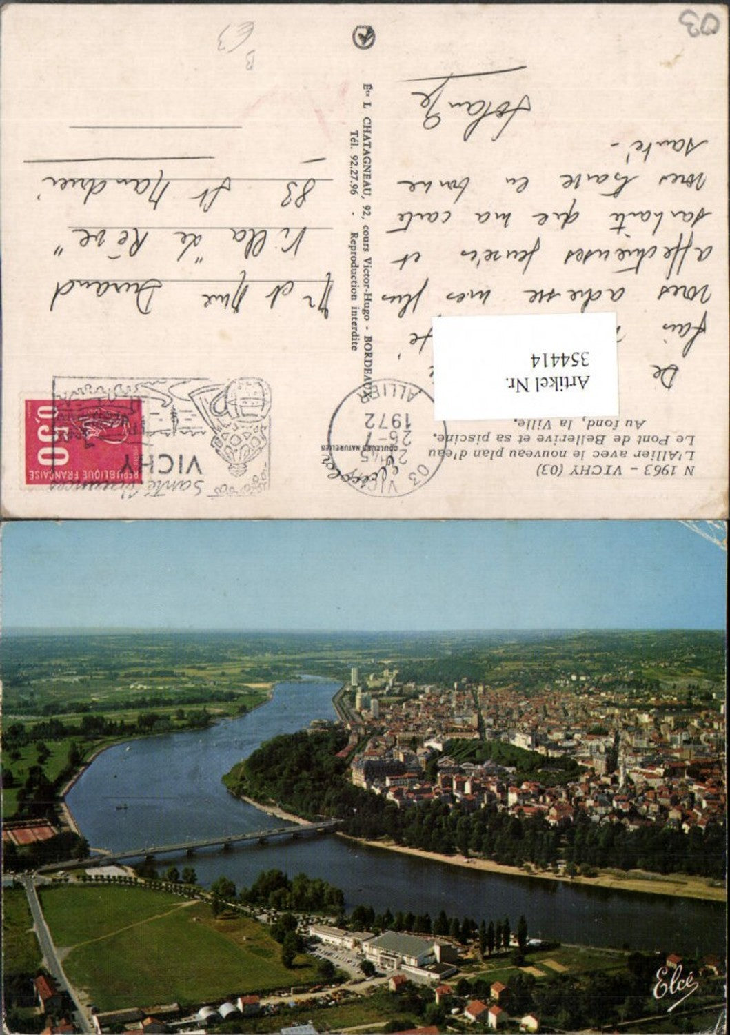 354414,Auvergne Allier Vichy L'Allier with new plan d'eau Pont de Bellerive Totale