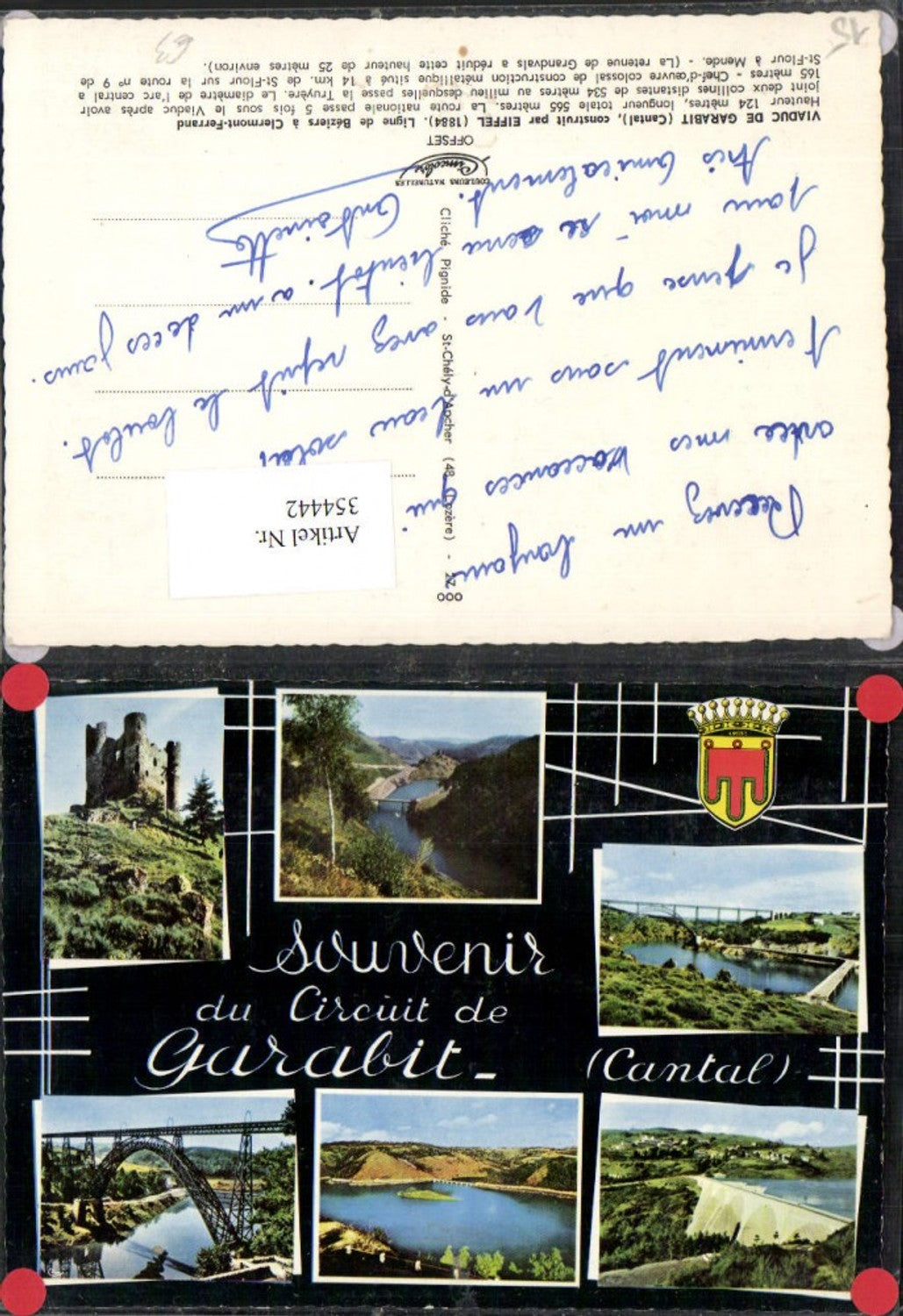 354442,Auvergne Cantal Viaduc de Garabit Viadukt Brücke Sperrmauer Stausee Mehrbildkarte