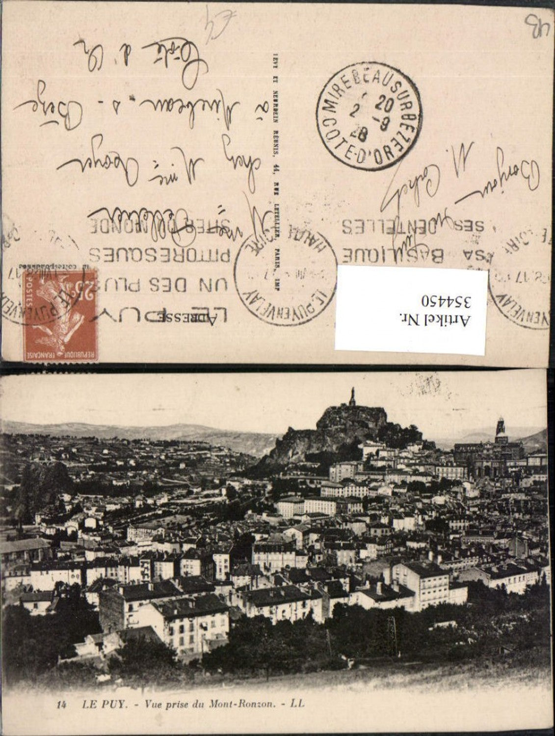 354450,Auvergne Haute-Loire Le Puy Vue prise du Mont-Ronzon Totale