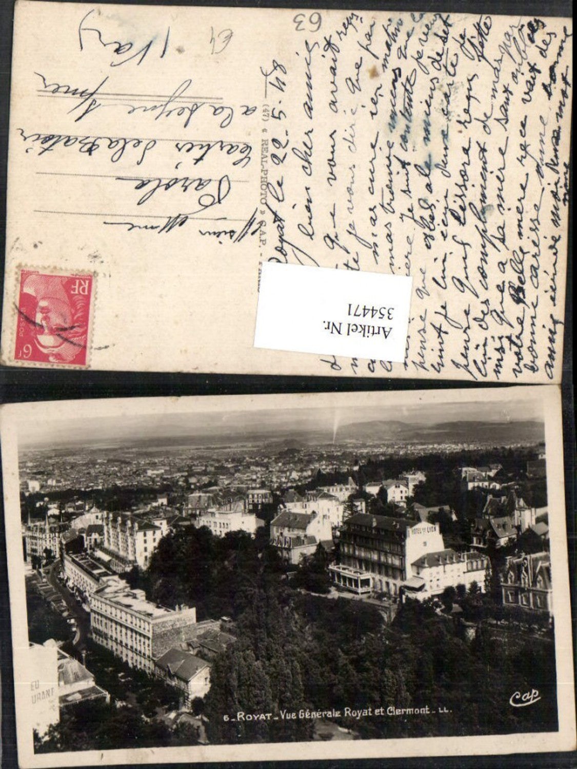 354471,Auvergne Puy-de-Dome Royat Vue Generale Royat et Clermont Totale