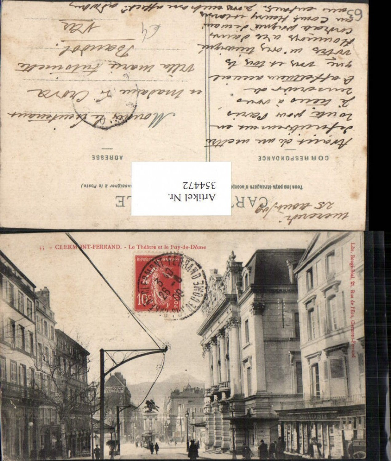 354472,Auvergne Puy-de-Dome Clermont-Ferrand Le Theatre et le Puy-de-Dome Straßenansicht