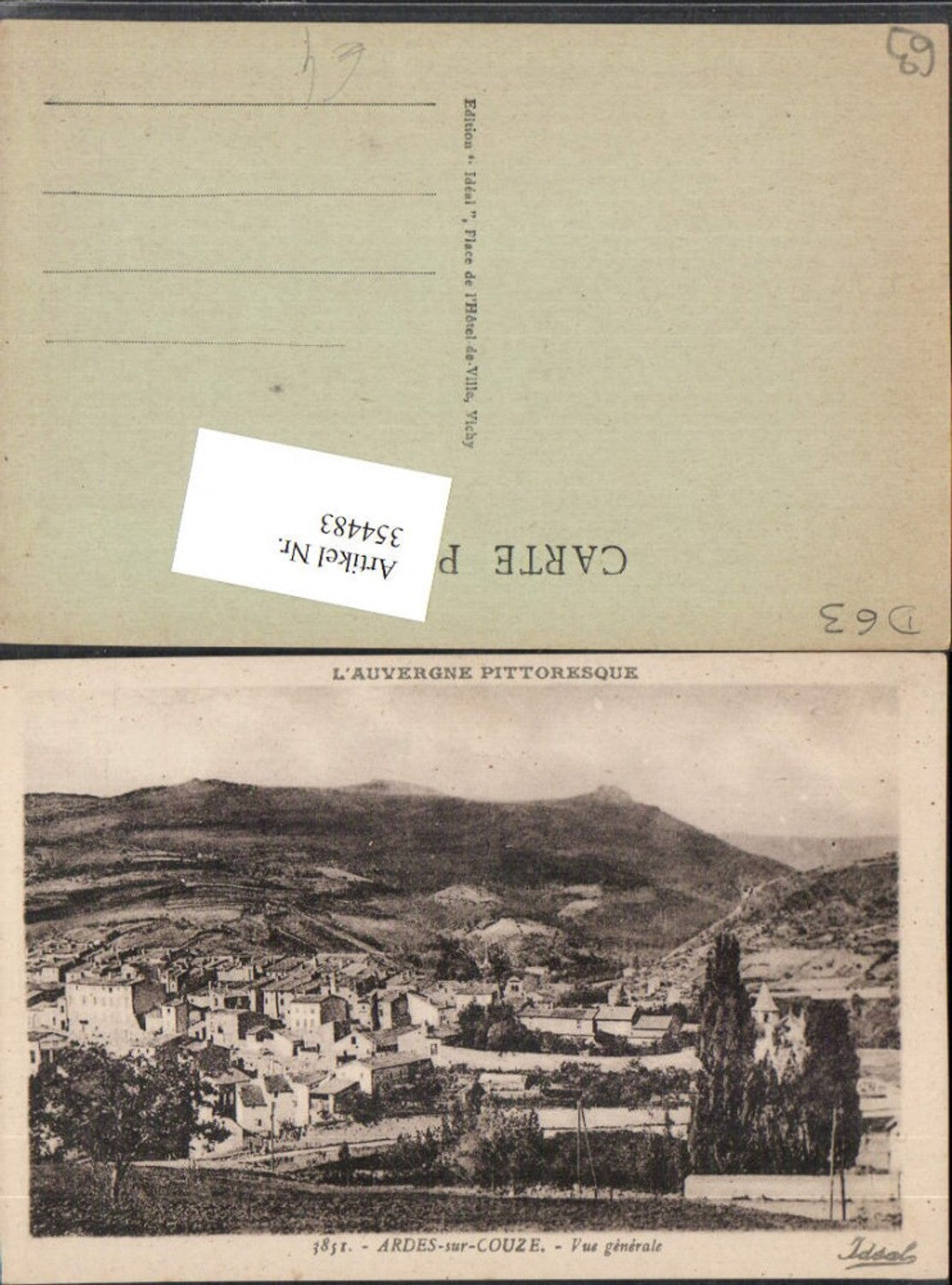 354483,Auvergne Puy-de-Dome Ardes-sur-Couze Vue Generale Totale
