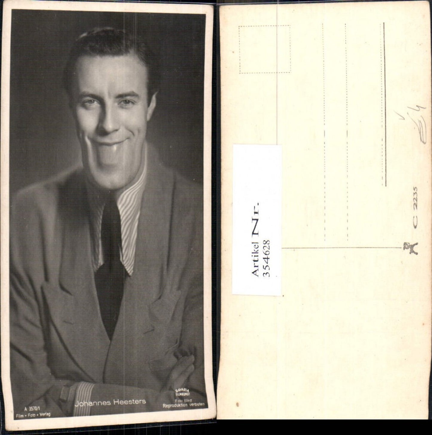 354628,Schauspieler Johannes Heesters pub Film Foto Verlag A 3570/1