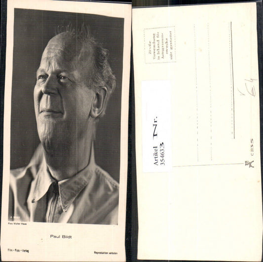 354633,Schauspieler Paul Bildt Film pub Foto Verlag A 3918/1