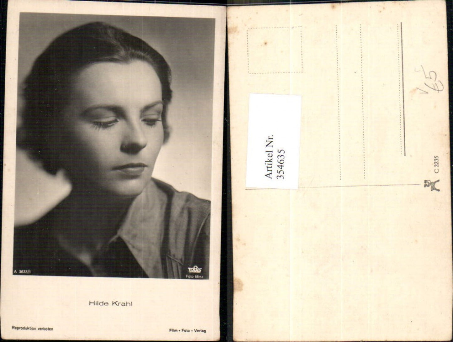 354635,Schauspielerin Hilde Krahl pub Film Foto Verlag A 3633/1