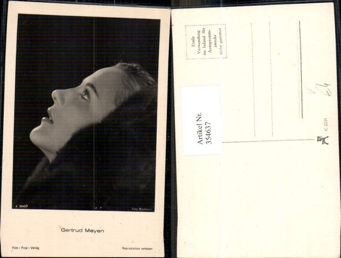 354637,Schauspielerin Gertrud Meyen pub Film Foto Verlag A 3940/1