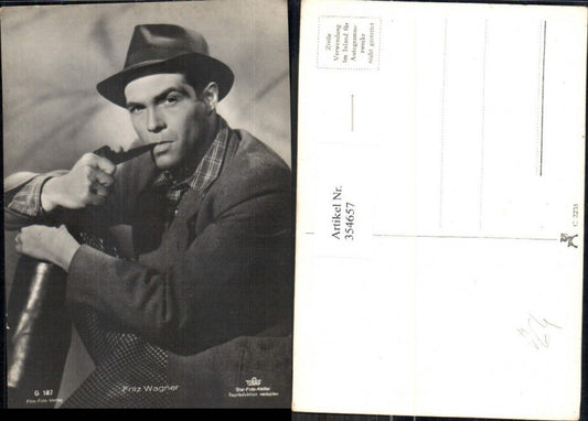 354657,Schauspieler Fritz Wagner Rauchen Pfeife Hut pub Film Foto Verlag G 187