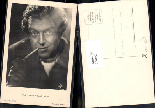 354662,Schauspieler Hermann Speelmans Rauchen Pfeife pub Film Foto Verlag A 3737/1
