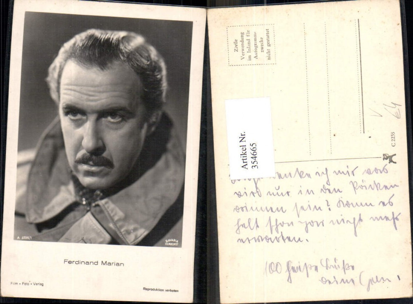 354665,Schauspieler Ferdinand Marian pub Film Foto Verlag A 3725/1