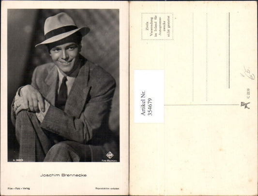 354679,Schauspieler Joachim Brennecke Hut pub Film Foto Verlag A 3660/2