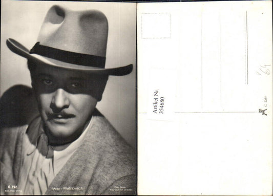 354680,Schauspieler Iwan Petrowich Hut pub Film Foto Verlag G 192