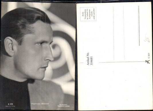354681,Schauspieler Hannes Stelzer pub Film Foto Verlag G 215
