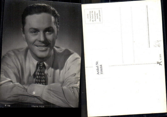 354684,Schauspieler Hans Holt pub Film Foto Verlag G 222