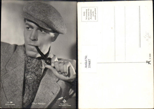 354687,Schauspieler Paul Klinger Hut Rauchen Pfeife pub Film Foto Verlag G 198