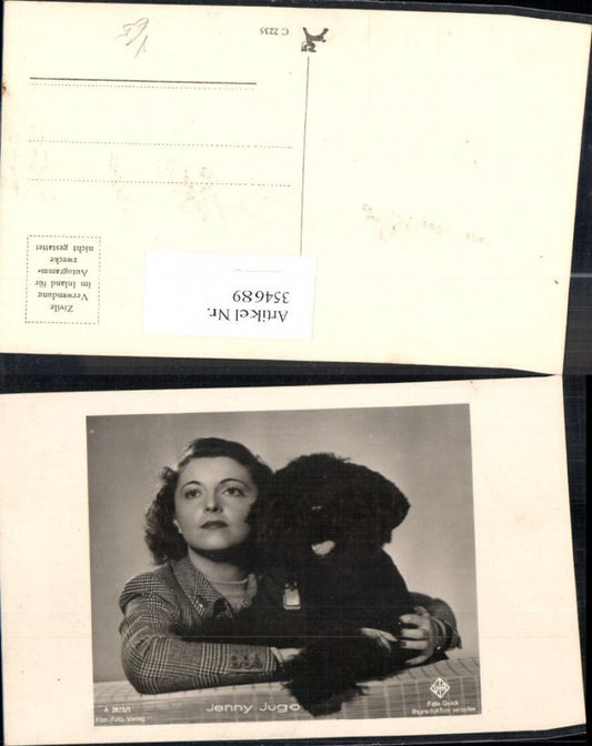 354689,Schauspielerin Jenny Jugo Hund pub Film Foto Verlag A 3873/1