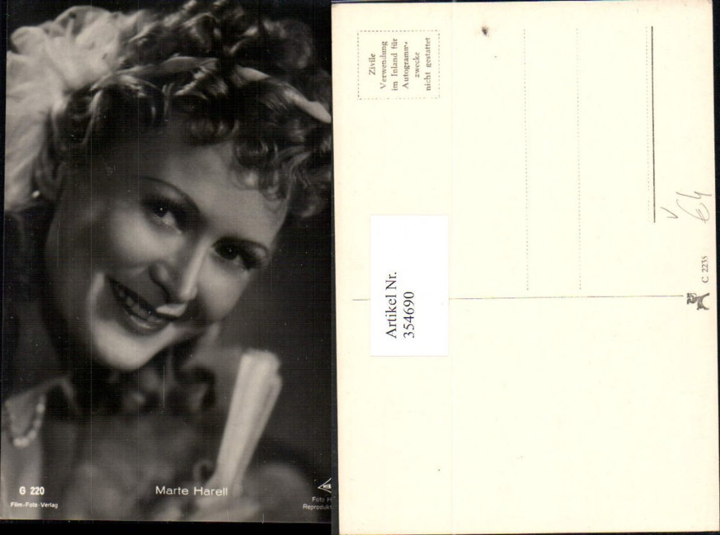 354690,Schauspielerin Marte Harell pub Film Foto Verlag G 220