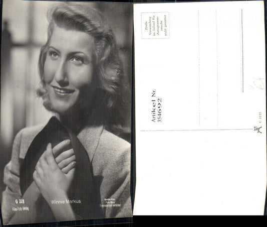 354692,Schauspielerin Winnie Markus pub Film Foto Verlag G 223