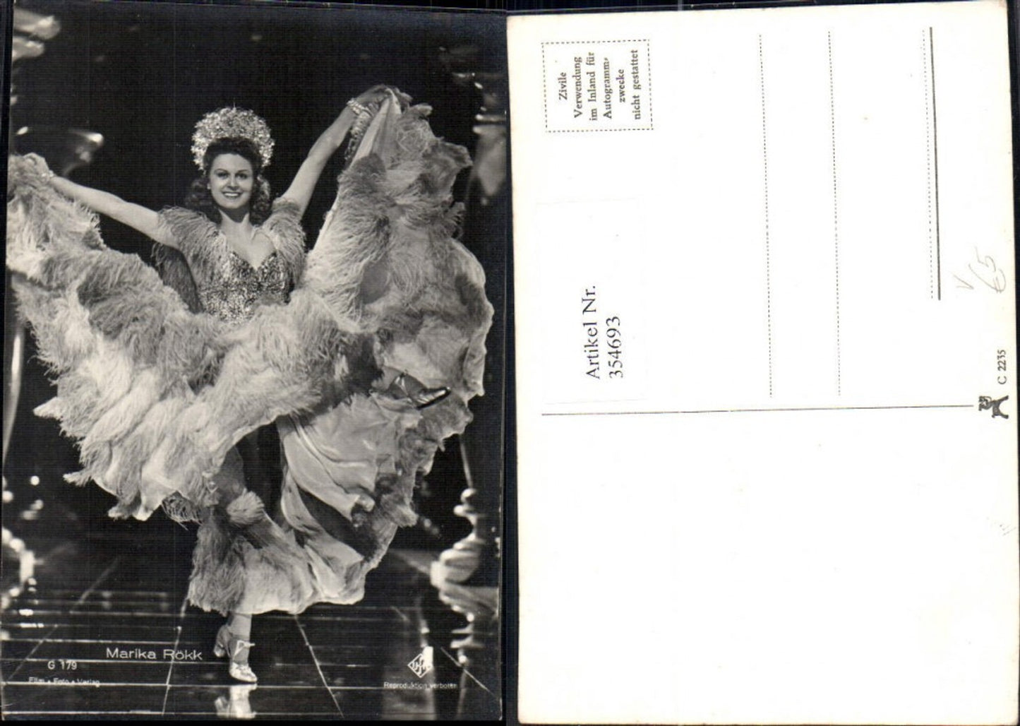 354693,Schauspielerin Marika Rökk Tanzen pub Film Foto Verlag G 179