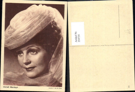 354734,Schauspielerin Christl Mardayn Hut Hutmode
