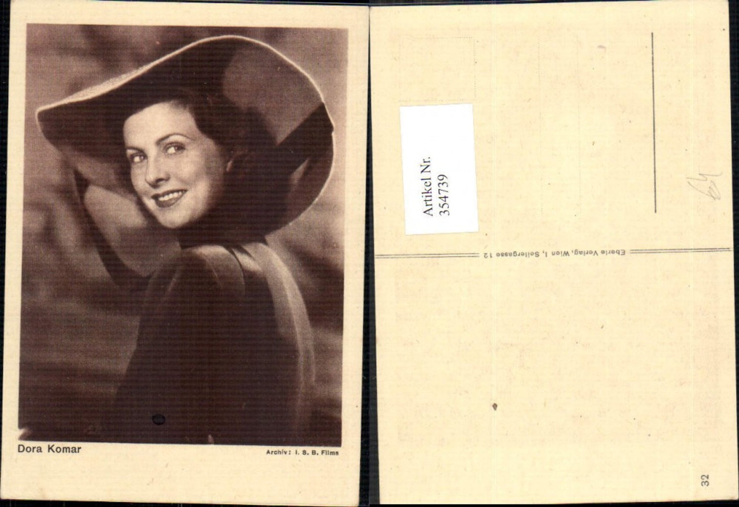 354739,Schauspielerin Dora Komar Hut Hutmode