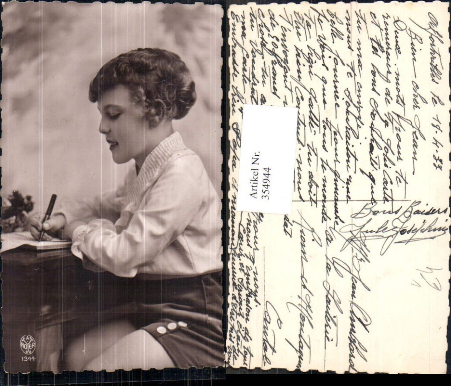 354944,Foto Ak Kind Bub Junge Schreiben Schule pub A. Noyer 1344