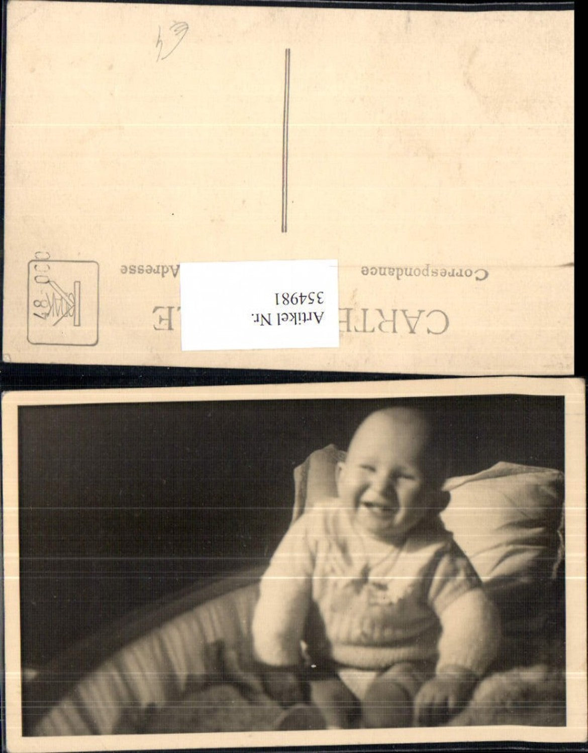 354981,Foto Ak Kind Kleinkind i. Bett Wiege
