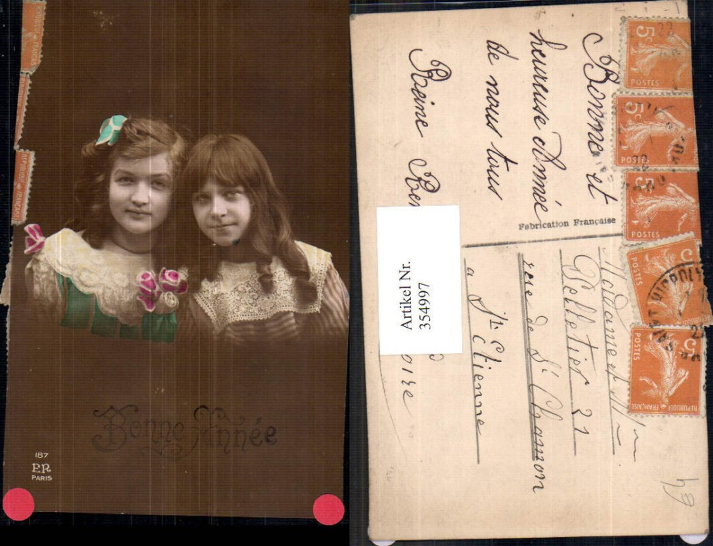 354997,Kind Mädchen Lockenköpfe Kleider Haarschleife Bonne Annee