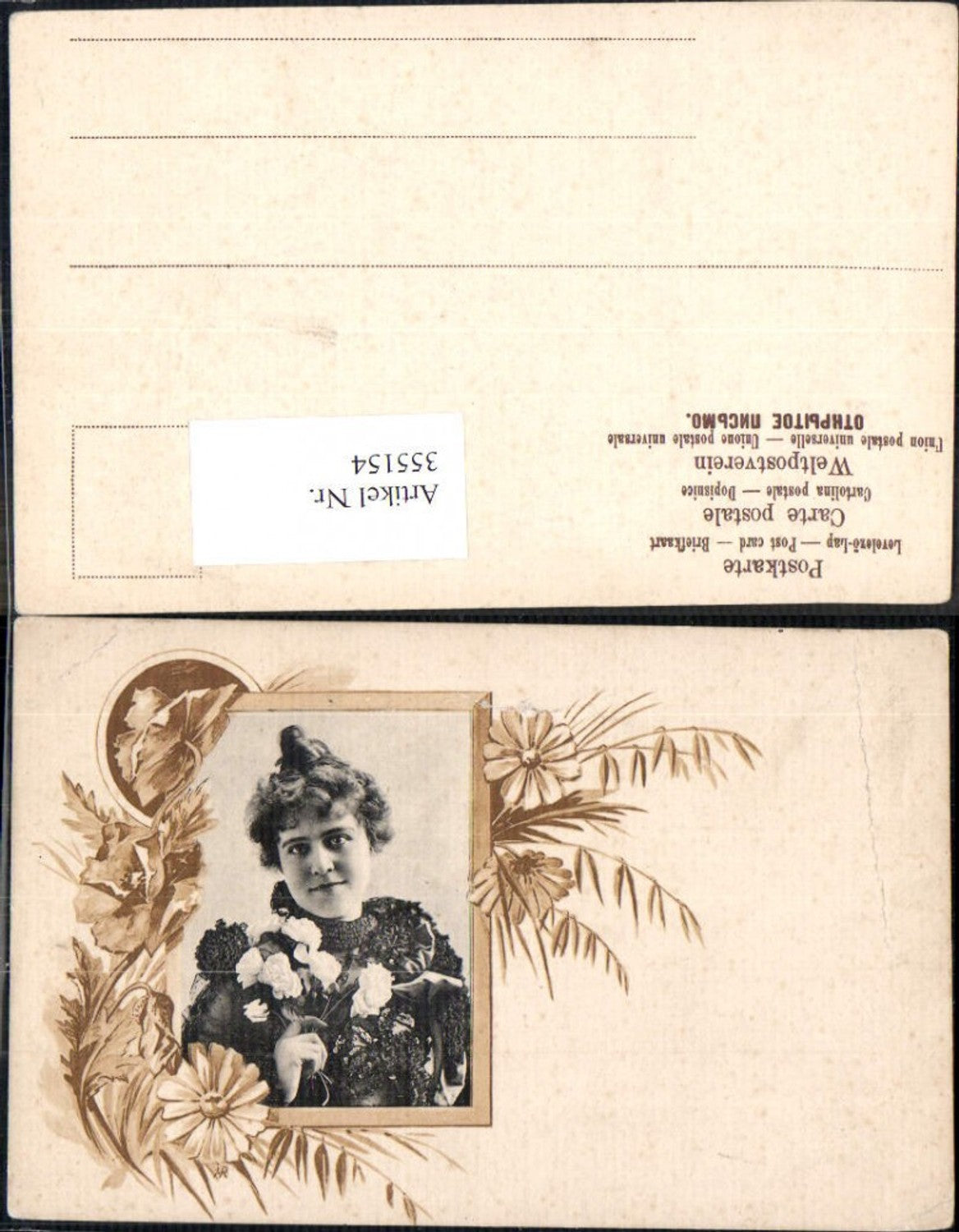 355154,Frau Passepartout Blumen Getreideähren