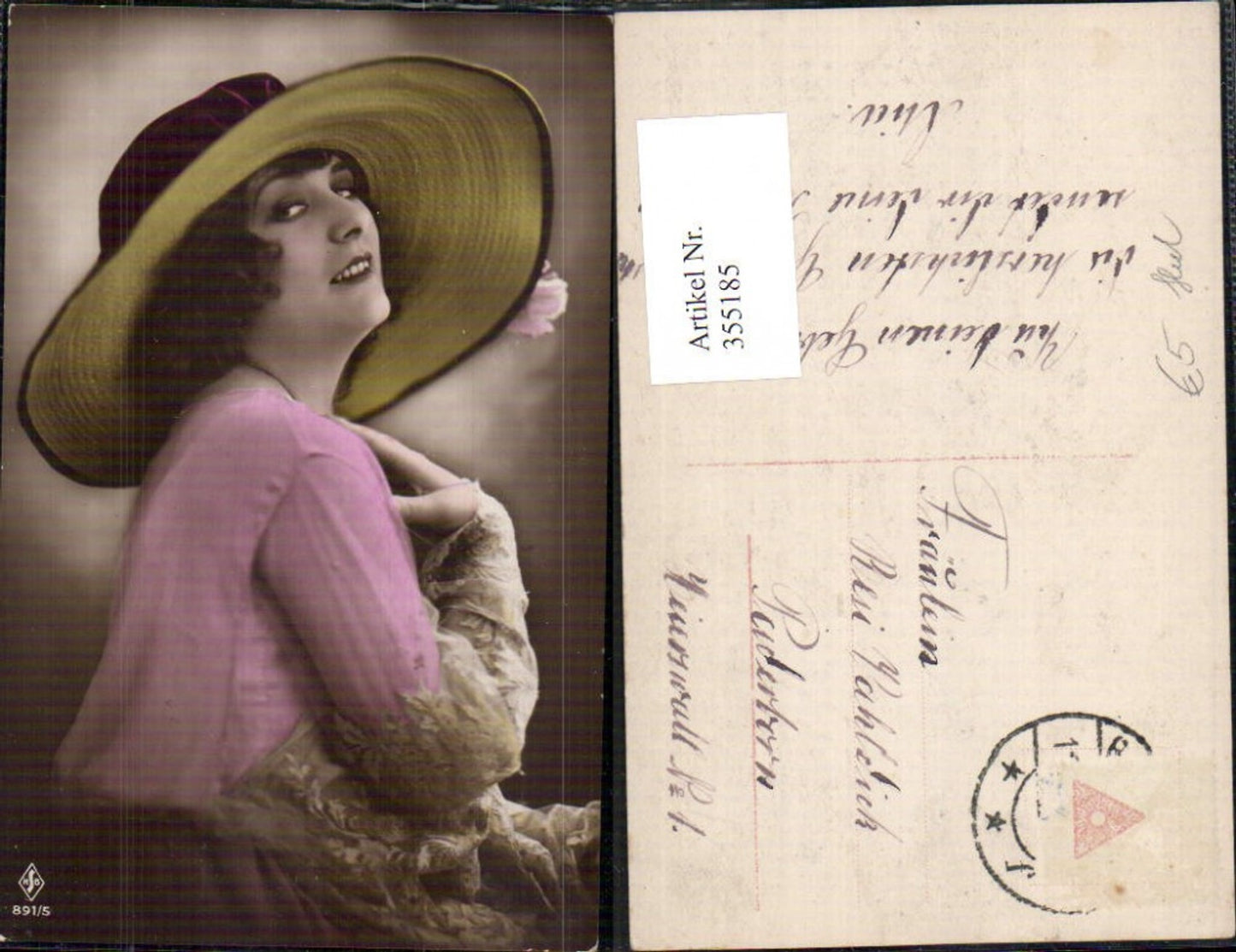355185,Foto Ak Frau mit Hut Portrait