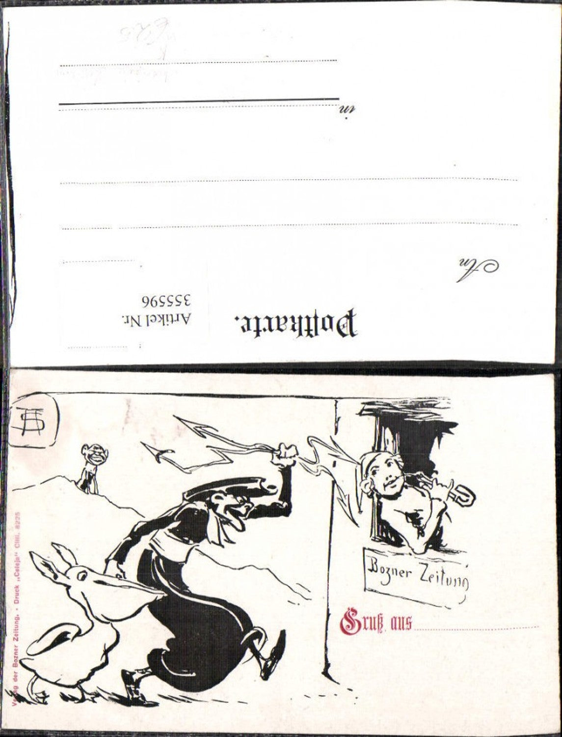 355596,Künstler Karikatur Reklame Bozner Zeitung Bozen Hexe